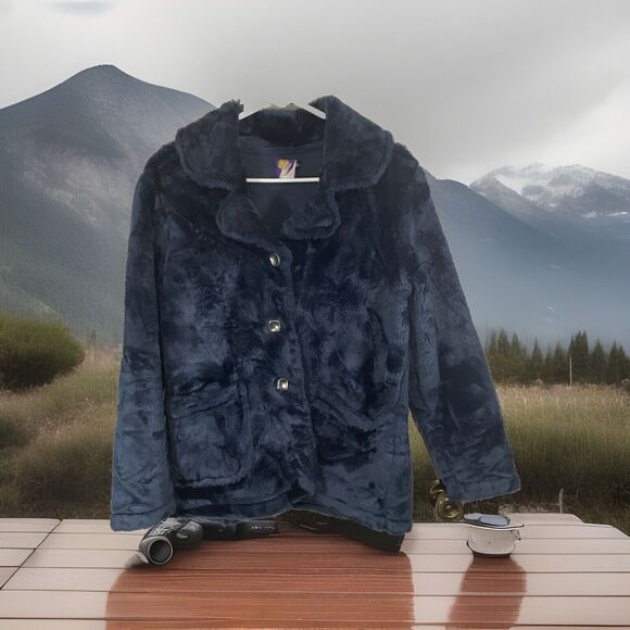 Vintage RARE Free People Faux Fur Teddy Coat Jacket USA MADE See Measurements - Picture 1 of 8